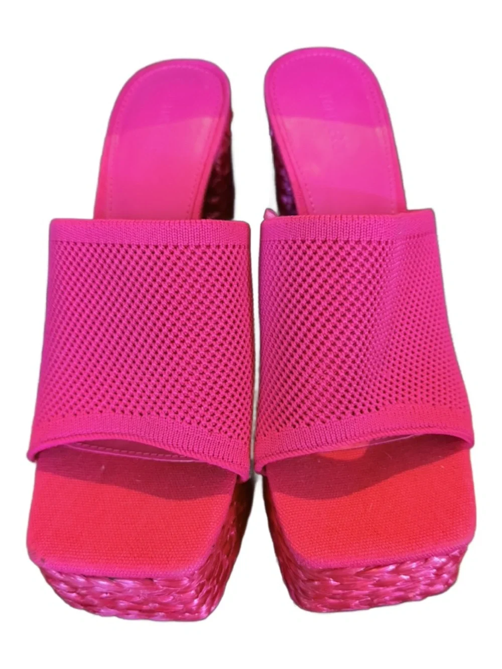 NWT Forever 21 Fuchsia Mesh Platform Mule Heels